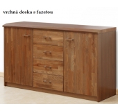 Masívna komoda kombi hrana rádiusová/s fazetou (buk jadrový cink)